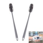 Bottle Cleaning, 2PCS Bottle Brush, Long Handle Soft Silicone Bottle Cleaner Brush, Silicone Dish Brush, 33 x 3,5CM, for Cleaning Bottles Glass Cup Thermoses Various Containers(Grey)