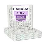 Handua 12x12x1 Air Filter MERV 13, Plated Furnace AC Air Replacement Filter, 4 Pack (Actual Size: 11.75" x 11.75" x 0.75")