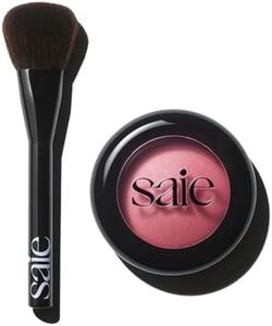 Saie Blush & Brush Duo - SuperSuede Baked Blush in Grazie (.01 oz) & Powder Blush Brush - Talc-Free, Moisturizing Blush with Vegan, Fluffy Brush for Seamless Application