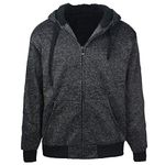 Heavyweight Hoodies for Men, 1.8 lbs Sherpa Lined Fleece Full Zip Plus Size Sweatshirt Jackets Outwear (Marled Charcoal, 3XL)