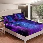 Purple Galaxy Bed Sheets Queen Size