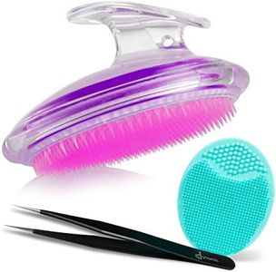 Dylonic 3pk Exfoliating Brush and Precision Tweezers for Ingrown Hair Treatment for Bikini Area, Razor Bumps Shaving Irritation - Silicone Scrubbers Gift Set, Body + Face Skin Exfoliator Brush