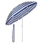 Sekey 1.6m Beach Umbrella with Cover, Portable Tilting Garden Parasol Umbrella, Sun Parasol for Beach/Pool/Patio, Round Sunscreen UV20+ Blue and White