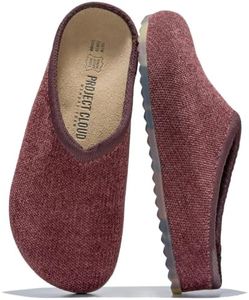 Project Cloud Casual Clogs for Women - Genuine Leather SmartFoam Arch Support Insole Womens Slippers Cashmere Knit Slides - Slip On Shoes for Women Non-Slip Mules & Clogs (Nella, Chocolate Knit,6M)