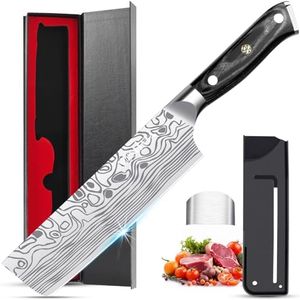 Nakiri Knife - MOSFiATA Nakiri Chef Knife 7'' High Carbon Stainless Steel 4116 Nakiri Vegetable Knife, Butcher Meat Cleaver Kitchen Knife for Home and Restaurant with Micarta Handle and Gift Box