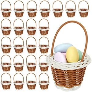 Juvale 24 Pack Mini Woven Baskets with Handles - Bulk Miniature Baskets for School Projects, Mini Wicker Baskets for Party Favors, Tiny Baskets for Crafts, Picnic - 2x3 inch