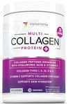 Multi Collagen Peptides Powder for Women and Men - Instant Dissolving Grass Fed Hydrolyzed Collagen Powder Drink Mix for Beautiful Hair Skin and Nails with Hyaluronic Acid and Vitamin C - Unflavored