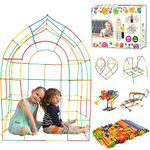 Straw STEM Building Toys 480 pcs Interlocking Plastic Educational Toys Engineering Building Blocks -Fun- Educational- Safe for Kids- Develops Motor Skills-Construction Blocks