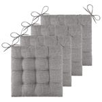 ELFJOY 4 Pack Chair Cushions for Dining Chairs Chair Pads Cushion for Kitchen Office Tufted Textured Square Seat Cushion with Ties (16" Light Grey)