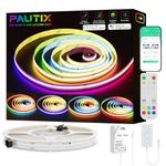 PAUTIX WiFi RGB Smart IC COB LED Strip 5M,DC24V Colour-Changing Pixel Addressable LED Tape Lights,Multicoloured Flexible Lights with Mains and Controller Work for Alexa for Home DIY Lighting Projects