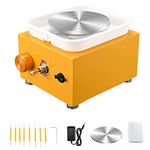 Potuem Mini Pottery Wheel, Electric Pottery Wheels with 2 Turntables 6.5cm/10cm, Clay Tools and Removable ABS Basin, Pottery Wheel for Adults Kids Beginners DIY Clay Art, Yellow