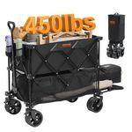 VEVOR 400L Large Collapsible Double Decker Wagon Cart, 50in-Long Extended Heavy Duty Beach Wagon with Big Wheels for Sand, 450lbs Capactiy Folding Wagon for Sports Grocery Camping Garden