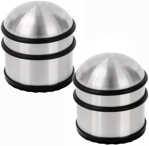 Belle Vous Topes para Puertas Decorativos de Acero Inoxidable Cromado de Piso (Pack de 2) 7 cm de Grosor x 7,8 cm de Alto - Tope Puerta Antideslizante con Goma Protectora – Hogar, Escuela, Oficina