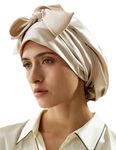 LilySilk 100% 22MM Pure Mulberry Silk Sleep Cap Womens Natural Silk Bonnet for Sleeping and Hair Care Night Hair Wrap with Long Elastic Band for Stay On,Gravel Gold