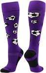 MadSportsStuff Love Soccer Hearts Socks Over the Calf (Purple, Medium)