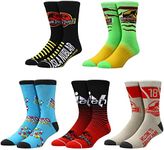 Bioworld Jurassic Park Mixed Art Logos Men's 5-Pack Casual Crew Socks