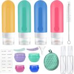 eHOMEA2Z 16 Pack Travel Bottles Set for Toiletries, Silicone Containers Leak Proof Squeezable Travel Accessories 30oz/90 ml for Shampoo Conditioner Lotion Body Wash etc