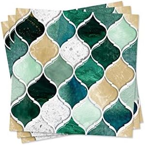 funlife 10Pcs Peel and Stick Kitchen Backsplash, Self-Adhesive Waterproof Tile Stickers, Retro Wall Decals for Home Bathroom Laundry Room Decor, 5.9"x5.9" Vine Mosaic