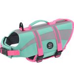 EMUST Dog Life Jacket Large, Dog Life Vest for Small/Medium/Large Dogs with Double Rescue Handles, High Reflective Dog Life Preserver for Swimming, NewTurquoise, L