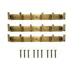 VOLO Antique Brass 6 Pin Metal Bathroom Cloth Hooks Hanger Door Wall Robe Hooks Rail for Hanging Keys,Clothes,Towel (Antique, 3 Pcs)