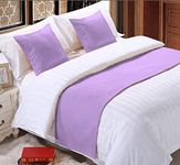 Elegant Linen Store 100% Egyptian Cotton, 1000 Thread Count Solid 3 Piece Bed Runner Scarf Protector Slipcover Bed Decorative Scarf for Bedroom Hotel Wedding Room (Queen 25 * 102, Lavender)