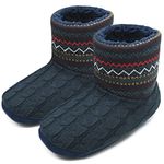 COFACE Slipper Boots Mens Wool Knitted Booties Slippers for Men Fleece Lining Slipper Socks Warm Winter House Boots Indoor Shoes UK Size 9