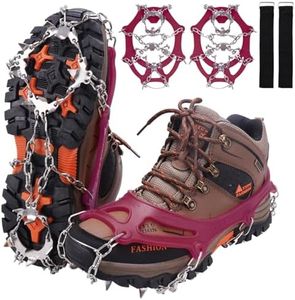 WIN.MAX Crampons for Shoes, Traction Cleats Ice Snow Grips with 19 Stainless Steel Spikes, Shoe Talons Anti - Slip Boots Spikes for Walking, Jogging, Climbing and Hiking (Red, XL)
