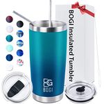 BOGI Tumbler, 20 oz Insulated Tumbler with Straw and Lids,Leakproof Coffee Cup Travel Mug,Double Wall Vacuum Stainless Steel Tumbler Durable Thermal Cup Keep Cold and Hot Drinks Ideal Gifts | BDblue