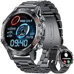 Military Smart Watch for Men 2023, Bluetooth Voice Call Compatible Android iOS Phone, Smartwatch with Heart Rate SpO2 Pressure Sleep Monitor, IP67 Waterproof Tactical Fitness Watch