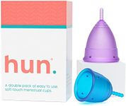 Hun Menstrual Cups – 2 Pack, Regular, Soft Medical-Grade Silicone, Reusable Period Cup, 12-Hour Leak Protection