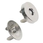AKORD 10 Sets Magnetic Bag Clasps 18mm Silver Coloured, Metal, 0.18 x 0.18 x 0.18 cm