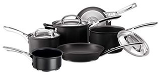 Circulon Infinite Induction Hob Pan Set of 6 - Non Stick Pots and Pans Sets with Stainless Steel Lids & Handles, Premium Dishwasher Safe Cookware, Black