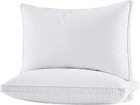 puredown® Goose Feather Down Pillow Gusseted Bed Pillows for Sleeping 100% Cotton Shell Set of 2 Standard