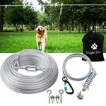 Snagle Paw Dog Tie Out Runner for Yard,Trolley System for Large Dogs, Dog Zipline Aerial Tie Out Cable 100ft with 10ft Pulley Runner Line for Dogs Up to 250lbs for Yard or Camping