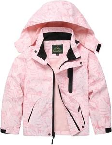 GIISAM Boys Rain Jacket, Girls Raincoat Waterproof Lightweight Windbreaker Coats for Kids (Maple Pink,6-7)