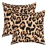 Leopard Print Throw Pillow Covers Set of 2 Soft Cheetah Pillow Cases Cushion Covers for Boys Girls Teens Animal Print Decor Pillow Cases Cushion Covers Women Men Safari Cushion Cases 18x18 Inch