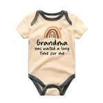 KiddiePro Grandma has waited long time for me Baby Clothes Coming Home Hospital Outfit Grandmother Custom Baby Bodysuit Grandparents Pregnancy Announcement