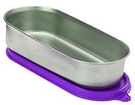 SignoraWare 650ml Flat Oval Stainless Steel Container with lid, Food Grade BPA Free, Airtight and Leak Proof Lid, Freezer and Dishwasher Safe Box, 0.5mm Container Thickness, Anti-Rust (Violet)