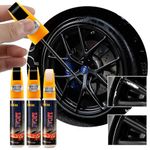 Quick & Easy Gloss Black Rim Scratch Repair Pen for Car Wheels Universal Touch Up Paint to Fix Scratches, black wheel touch up paint,Curb Rashes & Surface Damage,Black Rim Touch Up Paint(Pure BLACK and Varnish)