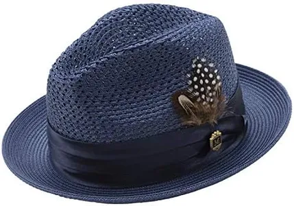 MONTIQUE Men's Braided Pinch Fedora Hat H-24 (Navy XL)