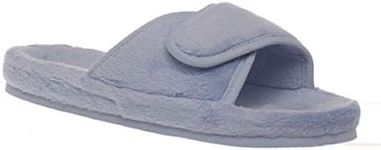 Grosby Ladies Slippers Bianca Summer Slipper Scuffs Size S-L Available in Navy and Light Blue (Large, Light Blue)