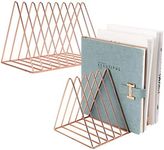 PENGKE Gold Magazine Holder, Desktop File Sorter Organizer Rose Gold-Pack of 2 Rose Gold-Pack of 2