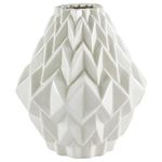 Rivet Modern Geometric Stoneware Home Decor Flower Vase - 6.9 Inch, White