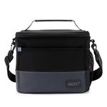 PackIt Freezable Lunch Pail, Black/Gray, Engineered with ECOFREEZE+ Technology: Triple Layered Protection for Ultimate Cooling, with Removable Crossbody Strap, Fresh Food On the Go