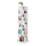 oneinmil Rotating Bookshelf, Rotating Bookcase for Small Space, 360° Corner Bookcase for Bedroom, Living Room, Study Room, 5 Tier, White
