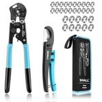 SHALL 2-IN-1 Pex Crimping Clamp Cinch & Remove Tool with Pipe Hose Cutter, Pex Pipe Fitting Crimper Tool Kit for 3/8" to 1" Stainless Steel Clamps Including 20pcs 1/2", 10pcs 3/4" Clamps & Storage Bag