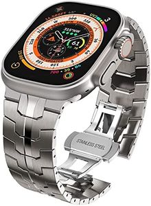 WINGLE Compatible for Apple Watch Straps Ultra 49mm 45mm 44mm 42mm Stainless Steel Replacement Band with Folding Clasp for iWatch Strap Ultra 49mm 45mm 44mm 42mm SE Series 8 7 6 5 4 3 2 1,Titanium, Ultra 49mm/42mm/44mm/45mm