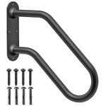 SELEWARE Heavy Duty Non-Slip Handrails for Outdoor 1-3 Step, Wall Mount Stair Hand Railing Grab Bars, U-Shape Safety Handle for Garage, Porch, Garden (Dia 1.3" Pipe, Black)