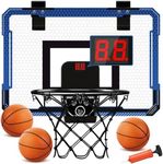 YIFUHH Indoor Mini Basketball Hoop with Electronic Scoreboard - Over The Door Basketball Hoop with 3 Balls, Mini Hoop Door & Wall Office Bedroom Score Basketball Hoop for Kids and Adults (988-624A1)