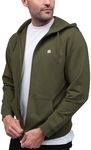 INTO THE AM Zip Up Hoodies for Men - Casual Lightweight Fleece Slim Fit Basic Zipper Sweatshirt (Olive Green, Large)